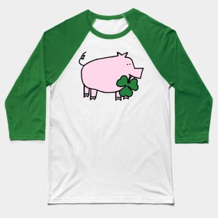 Saint Patricks Day Pig with Shamrock Baseball T-Shirt